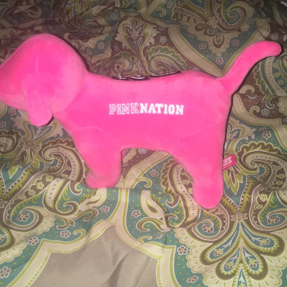 Pink brand dog plush